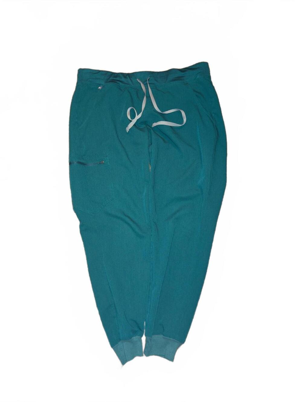 Figs Zamora Jogger Scrub Pants Women's L Green Viscose Tapered Leg Drawstring